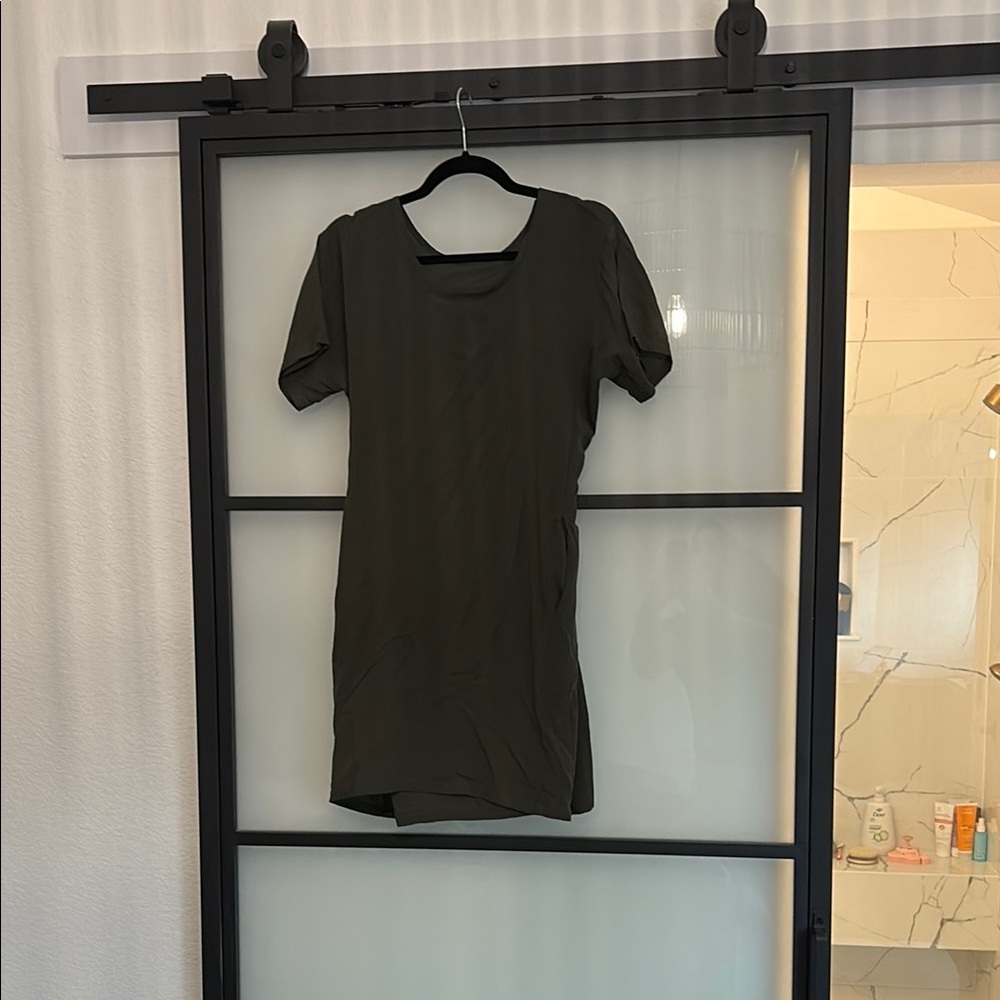 Classic Olive Green mini shirt dress